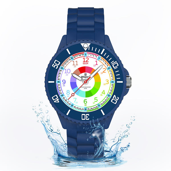 Weayege Kids Watch - Analog Watches for Kids -Boys and Girls Aged 5-16, Rotating Bezel, Soft Strap, Japanese Quartz Movement. Easy to Read and Learn Time