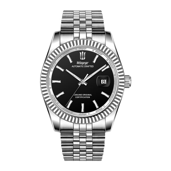 Weayege Men's Automatic Mechanical watch,Simple Stainless Steel Luxury Business Waterproof Watch,with Date Display,Self-Winding